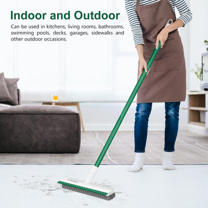 SetSail Floor Scrub Brush with 51-Inch Long Adjustable Handle 2 in 1 Scrape Brush Stiff Bristle Floor Scrubber for Cleaning Shower Bathroom Garage Kitchen Wall Deck Tub Tile | 2 in 1 Scrape Brush Stiff Bristle Floor Scrubber for Cleaning Shower Bathroom