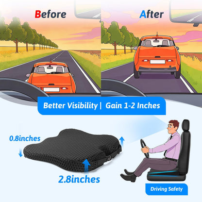 Wedge Car Seat Cushion for Better Visibility & Sciatica Pain Relief