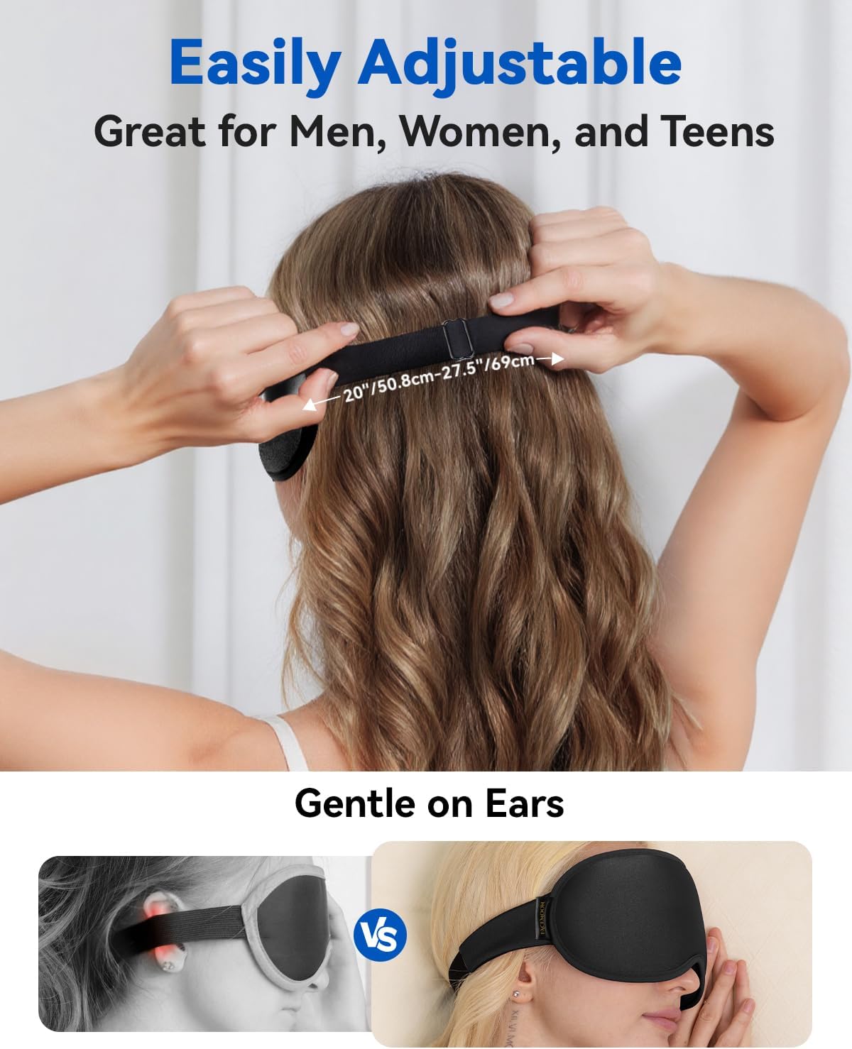 FACEMOON 3D Blackout Weighted Sleep Mask, Airplane Travel & Nurse Essential