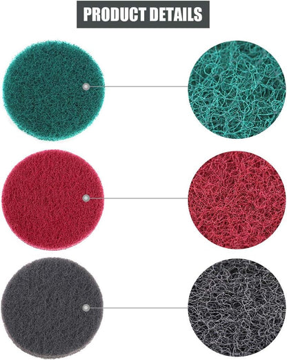 Glarks 16Pcs 4 Inch Drill Power Brush Tile Scrubber Scouring Pads Cleaning Kit with 4 Inch Disc Pad Holder for Bathroom & Kitchen Cleaning, 3 Different Stiffness (Red, Gray, Green)