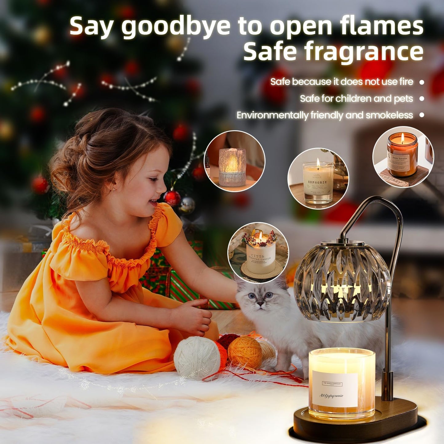 Modern Minimalist Wax Warmer for Jar Candles, Timer & Dimmer | Modern minimalist style. Timer & dimmer safe melt. 2 bulbs & heat-proof base. Perfect for living room, bedroom, or office.
