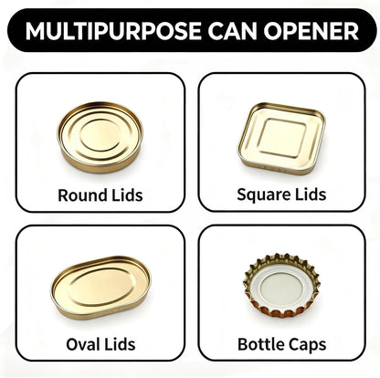 Heavy Duty Manual Can Opener - Smooth Edge Safety Cutting with Magnetic Lid Lifter, Ergonomic Non-Slip Handles, Built-in Bottle Opener, Stainless Steel Kitchen Tool