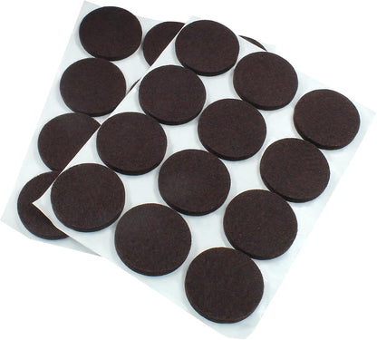 48 Pcs 1-1/2"/38mm Felt Furniture Pads Brown Round | Self Adhesive, 5mm Thick, Anti Scratch Floor Protectors, For Furniture Feet Chair Legs