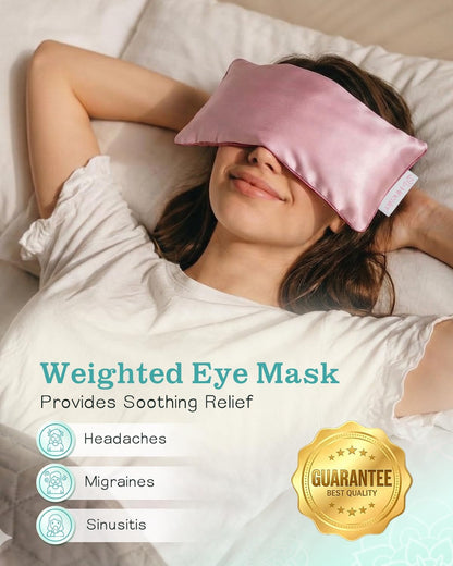 Relaxation Gifts for Women, Weighted Eye Mask for Sleeping, Yoga, Spa, Meditation, Lavender Eye Pillow Heated for Headache, Sinus & Dry Eyes Relief, Moist Heat Mask, Birthday Gifts for Mom (Purplex4)