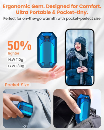 Hand Warmers Rechargeable 2 Pack, Reusable Electric Handwarmers Portable | AI Smart Safe Heat Long Lasting Pocket Heater, Warm Gifts for Men Women Outdoor Indoor Hiking Studying Hunting Golf Camping