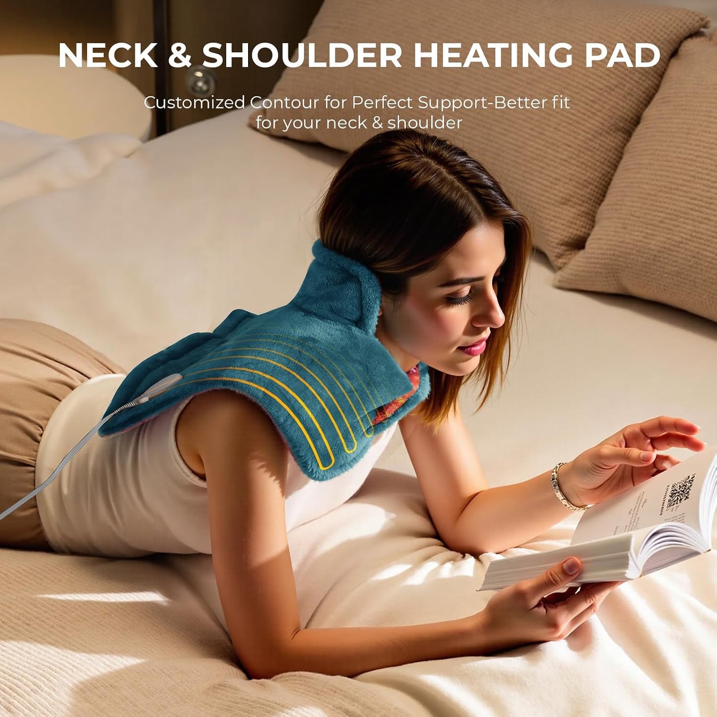 VAAGHANM Heating Pad: Electric Weighted Instant Heat Pad for Neck & Shoulders & Back -6 Heat Options & 6 Auto Timer Mode -for Office/Home/Post-Workout