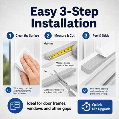 33FT EVA Foam Weather Stripping Door Seal, Self-Adhesive Weatherstrip AC Foam Tape for Door Frame, Window Gaps, Soundproof Insulation