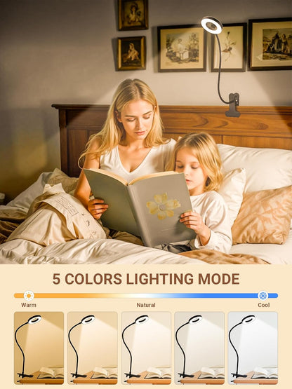 Clip on Lamp,10 RGB Colors+10 Brightness Bright Desk Lamp with Clamp Light