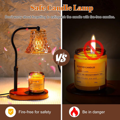 Candle Warmer Lamp with Candle Melter, Electric Candle Lamp Warmer, with Timer & Dimmer Height Adjustable Scented Candles, Mother's Day Christmas Gift for Mom, Candle Warmer Lamp Bulbs for Home Deco