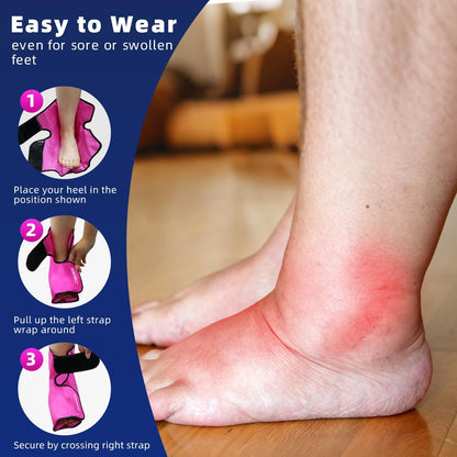 Ankle Ice Pack Wrap for Foot Heel Pain Relief and Swelling Large Reusable Gel Ice Cold Packs for Achilles Tendonitis Plantar Fasciitis Sprained Ankles Swollen Feet Surgery Recovery(Hot Pink)