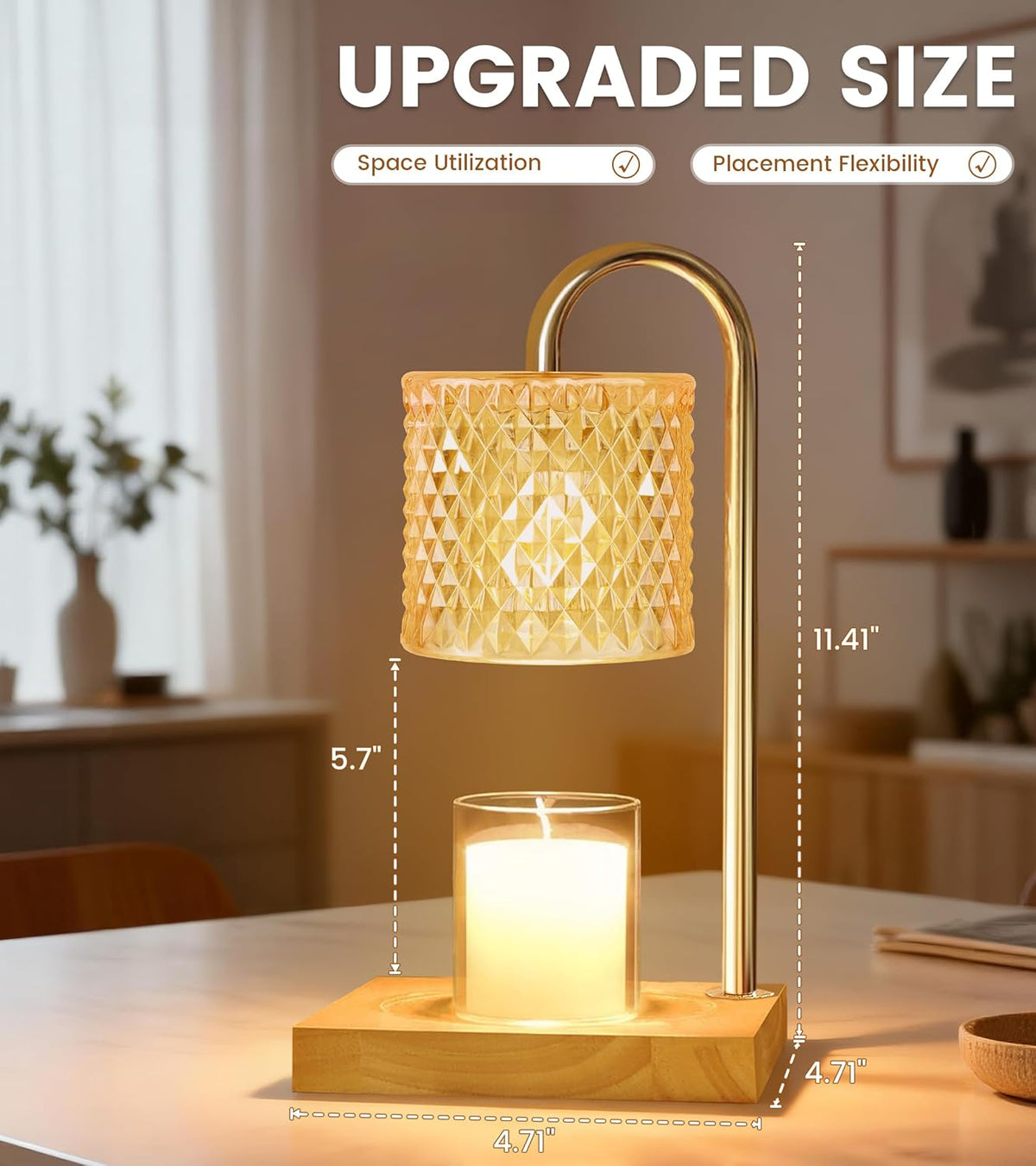TigQiang Candle Warmer Lamp with Timer, Birthday Gifts for Women, Amber
