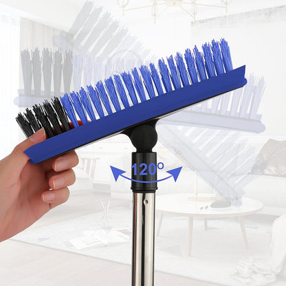 2 in 1 Floor Scrub Brush Grout Brush with 57.8" Long Handle,120°Rotatable Shower Tile Grout Cleaner Scrubber,V-Shaped Corner Brush for Hard to Reach Areas (Orange)