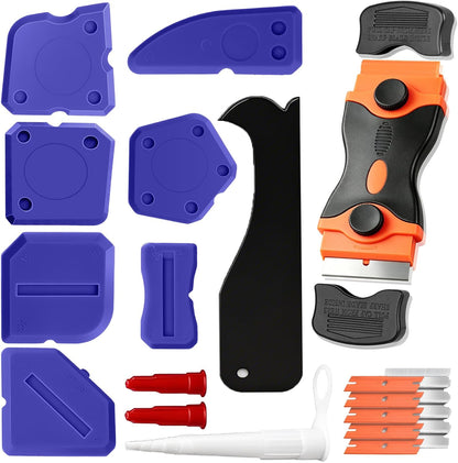 22pcs Caulking Tool Kit-Caulk Finishing Tool, Caulk Remover Tool and Caulk Nozzle Tip for Gap Bathroom Kitchen Toilet Caulking Gap Filling, Suitable for Professionals and DIYer