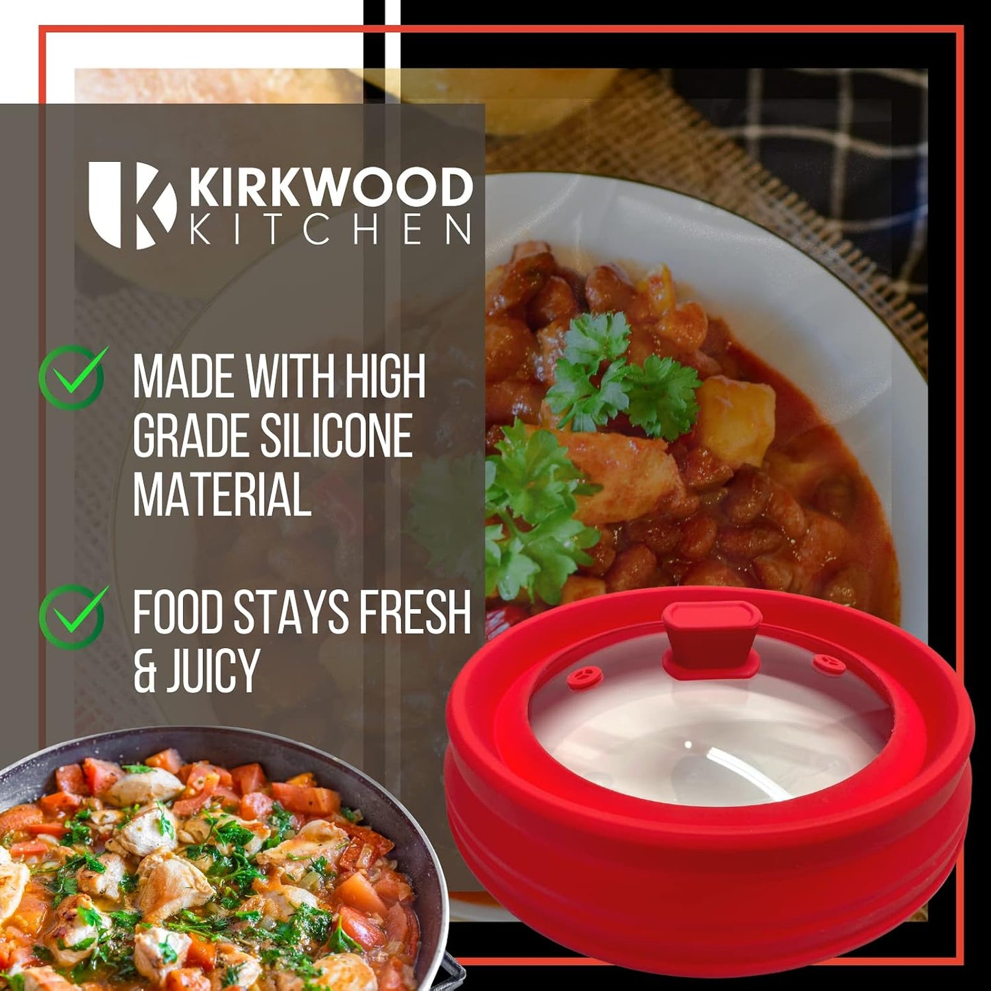 Vented Glass Microwave Plate Cover for Food, Collapsible Microwave Splatter Guard, Silicone Splatter Cover, Foldable Microwave Lid