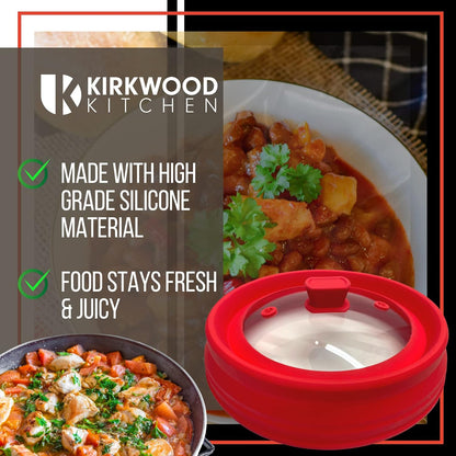 Vented Glass Microwave Plate Cover for Food, Collapsible Microwave Splatter Guard, Silicone Splatter Cover, Foldable Microwave Lid