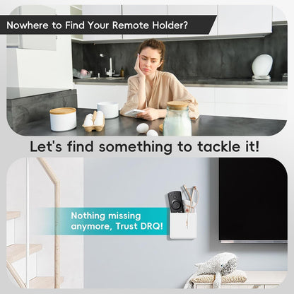 DRQ 2-Pack Remote Control Holder, Adhesive Wall-Mount Remote Holder, Black | TV controller organizer doubles as a wall pen holder for desk accessories and small-item storage at home, office, or school.