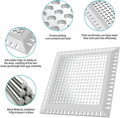 Aojuxix Shower Drain Hair Catcher/Drain Strainer/Shower Drain Cover | Stainless Steel and Silicone Hair Trap for Bathroom Floor Drain (Patented Product)