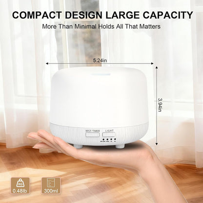 300ML Essential Oil Diffuser, Remote Control Ultrasonic Aromatherapy Oil Diffusers Cool Mist Humidifier, Waterless Auto-Off and 7 LED Light Colors for Bedroom, Yoga, SPA, Baby