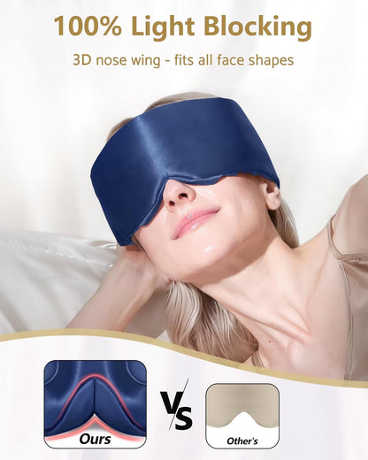 BeeVines Luxury Pure 100% Silk Sleep Mask for Women, 3D Contoured Eye Mask