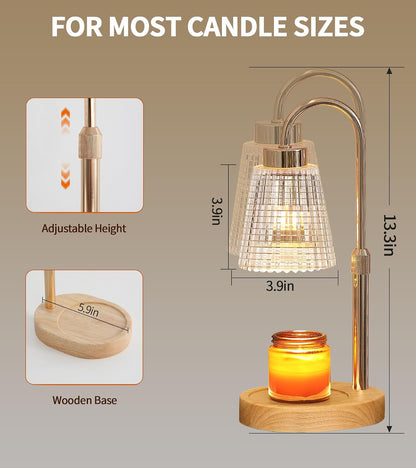 Candle Warmer Lamp with Timer and Dimmer,Electric Gold Light Gifts for Women Melt Wax Warmer Lamp with 2 Bulbs for Candle Jars House Warming New Home Decor Bedroom