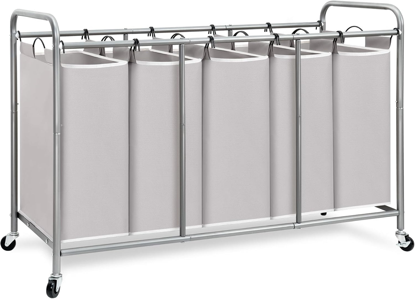 STORAGE MANIAC 3 Section Laundry Sorter, 35.6 Gal (135 L) Laundry Hamper Cart with Heavy Duty Rolling Lockable Wheels and Removable Bags, Clothes Organizer Basket Separator Hamper, Gray