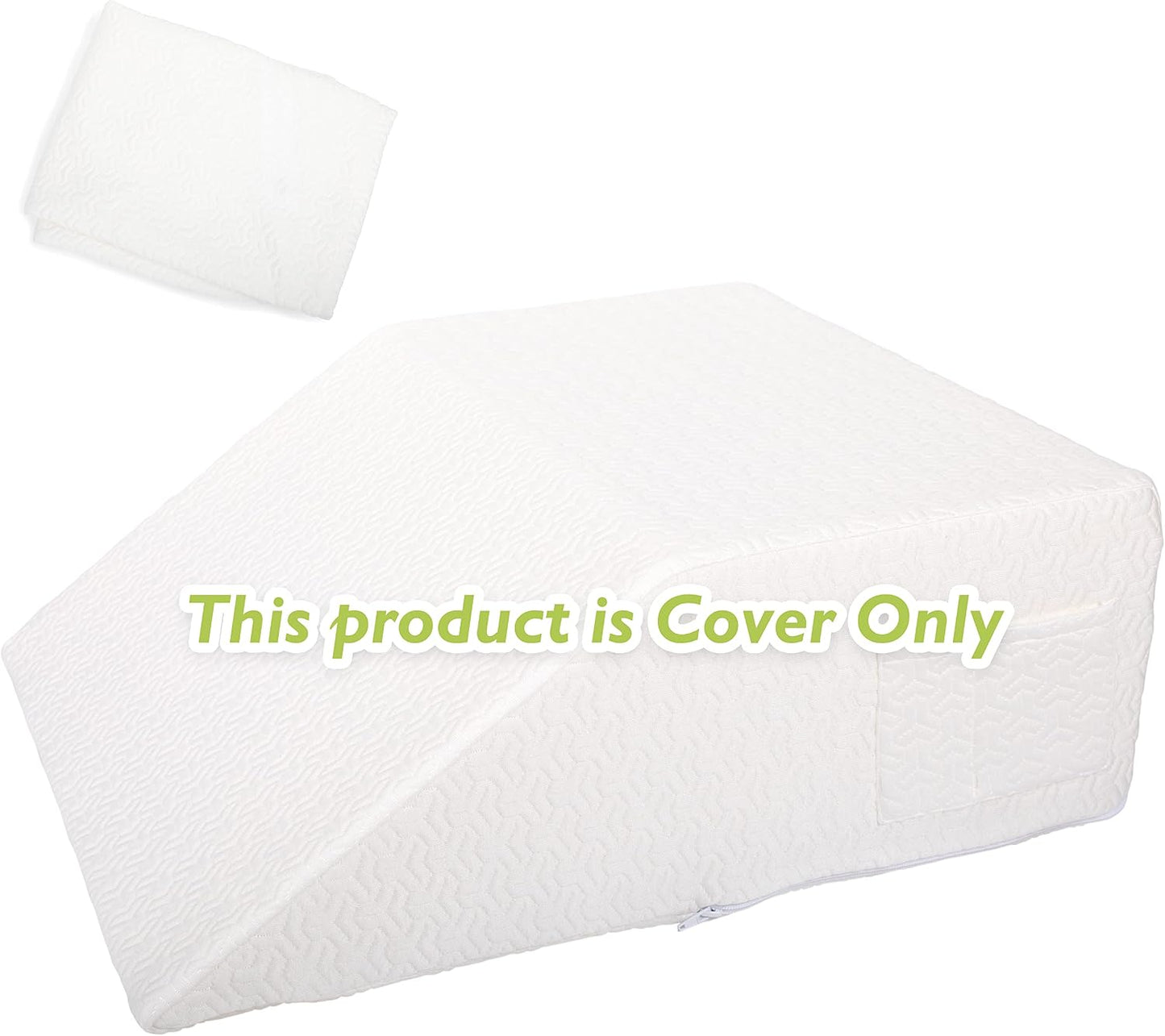 Wedge Pillow Cover for 24x21x8 Leg Elevation Cushion, Knee Pillow Cover, Hypoallergenic Replacement Pillowcase with Zipper & Pockets, Gray