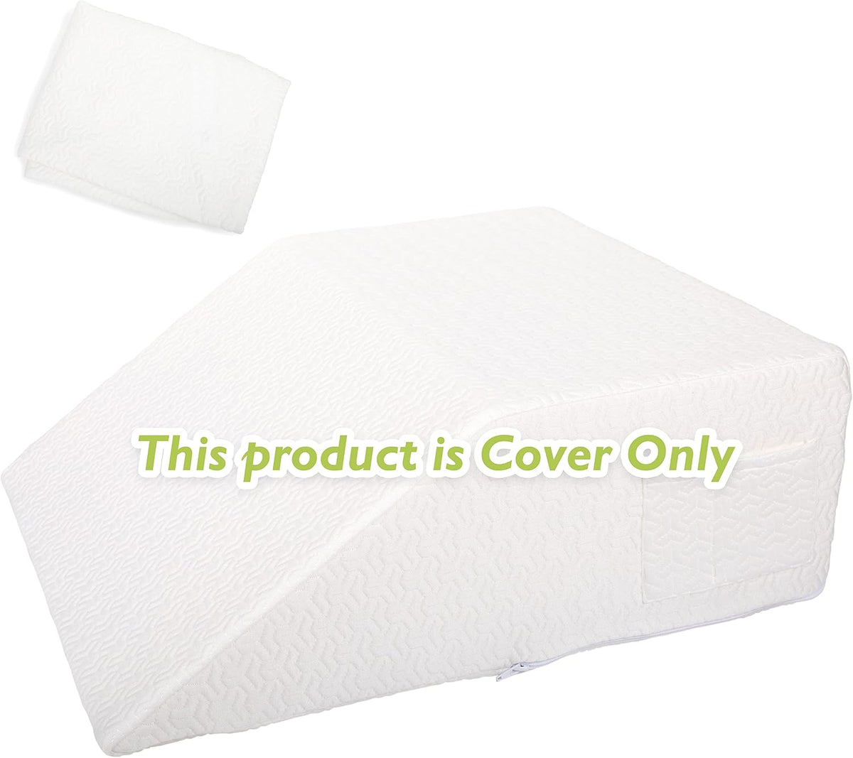 Leg Wedge Pillow Cover 24x21x8 in, Zipper & Pockets, Gray