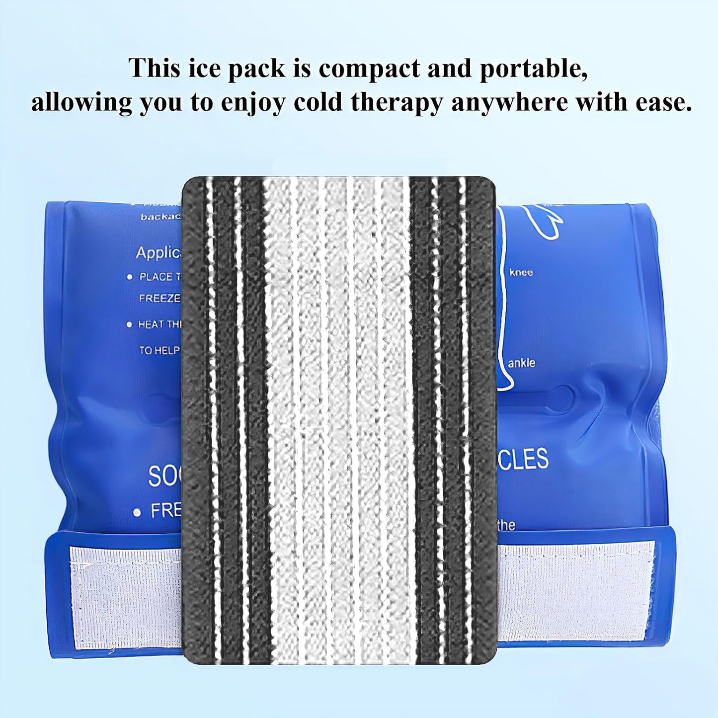 4-Pack Ice Pack Strap,Stretchable- 35.5"x3" Adjustable Hook and Loop Elastic Holder & Resuable Extender Belt for Secure Ice Pack Wrap, Blue