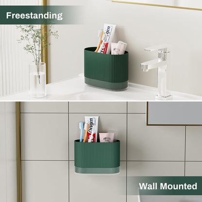 Large White Kids Toothbrush Holder for Bathroom with Drainage Tray 3 Slots | Cute Plastic Toddler Tooth Brush and Toothpaste Holder Organizer Caddy, White Bathroom Accessories Decor