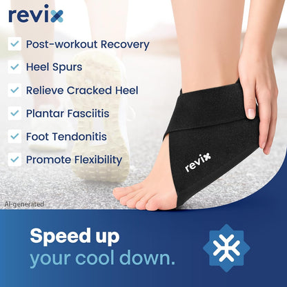REVIX Heel Ice Pack Wrap for Plantar Fasciitis & Heel Spurs, Hot & Cold Gel