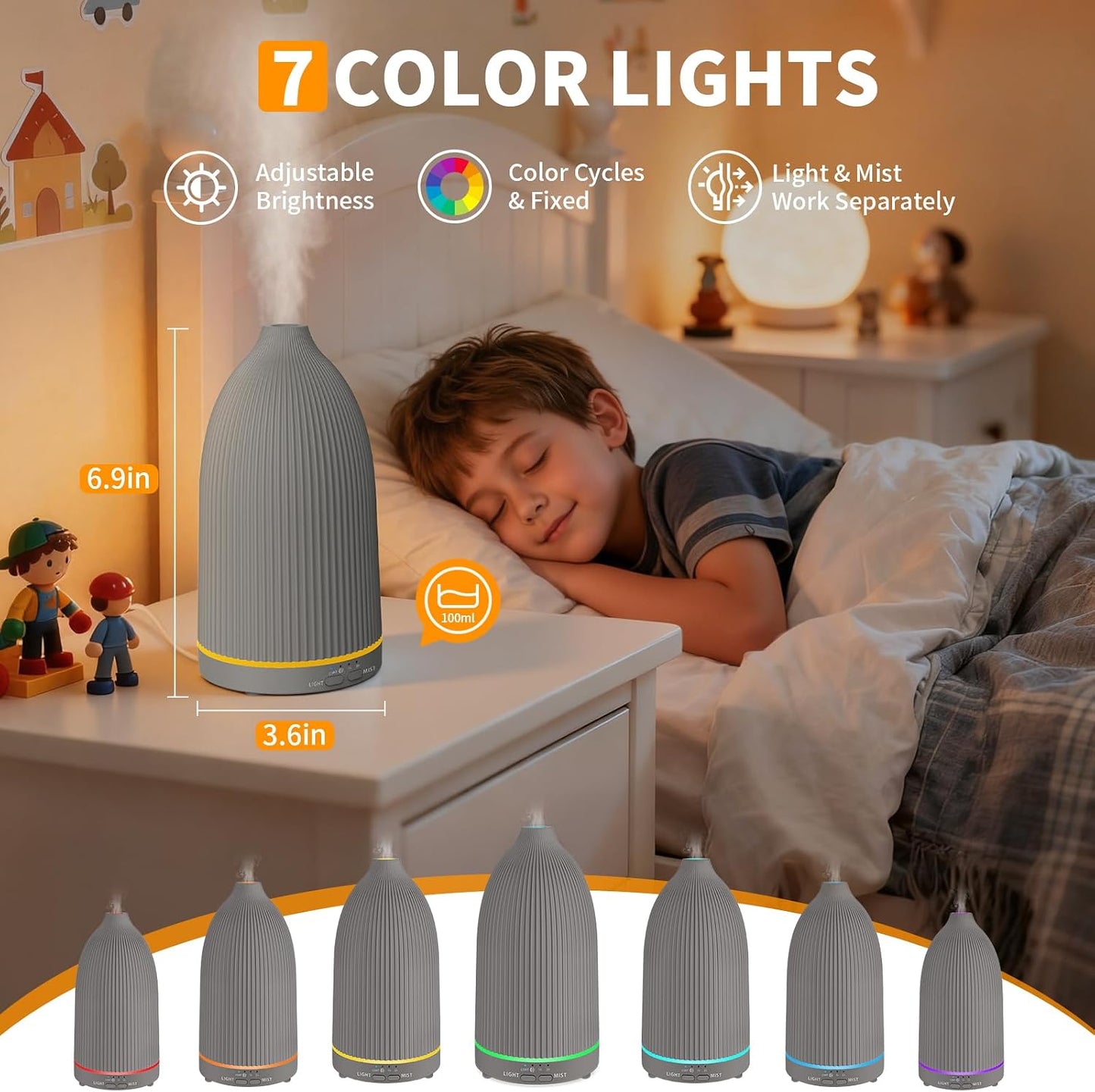 URPOWER 300mL Essential Oil Diffusers for Home Aromatherapy Diffuser | Up to 10 Hrs High/Low Mist Settings Quiet Diffuser Oil Machine Humidifiers Ideal for Bedrooms Living Rooms & Home Offices