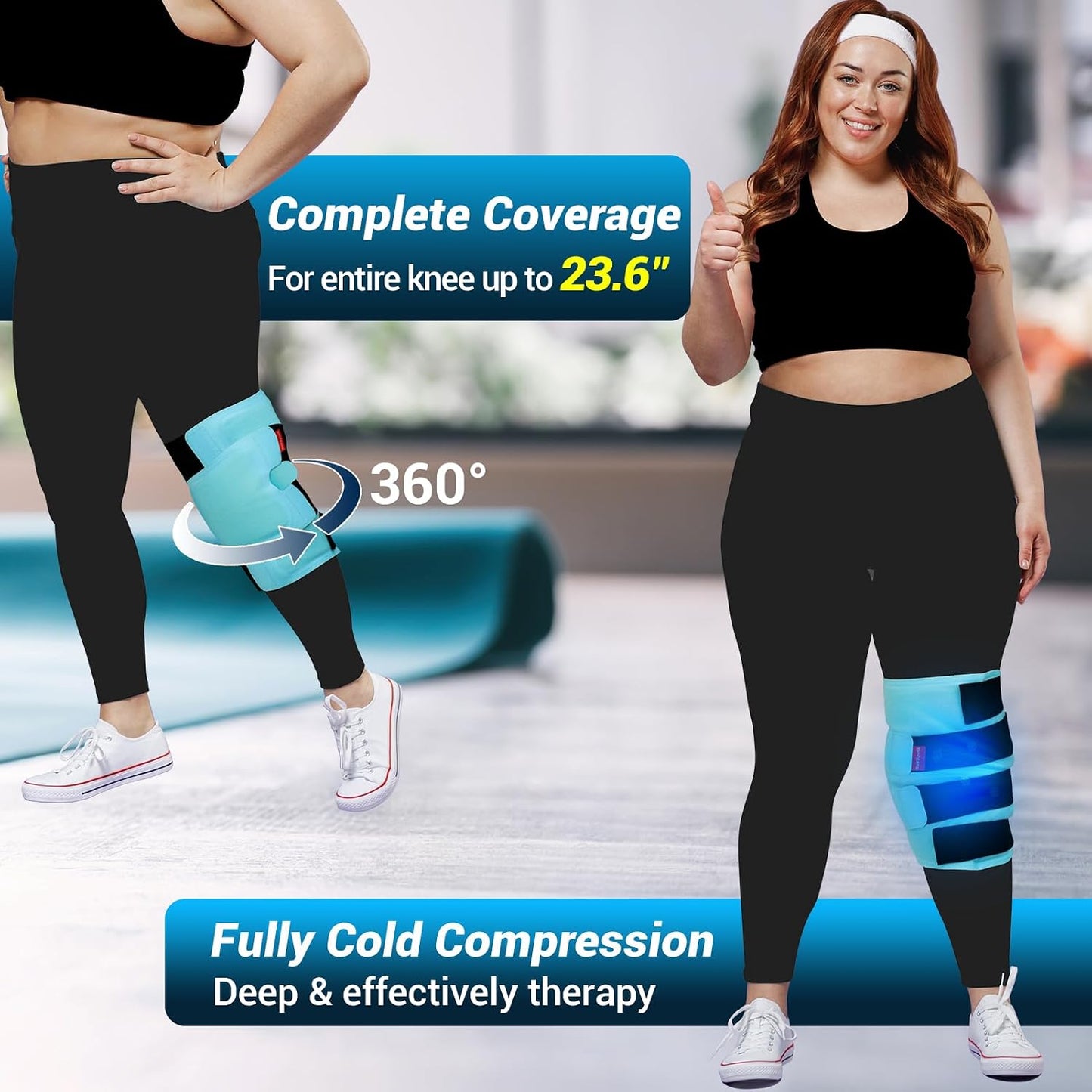 Comfytemp Large Knee Ice Pack Wrap Reusable Gel, FSA Eligible HSA, Full Coverage Knee Cold Compression Brace for Injuries, Pain Relief, Replacement Recovery, Arthritis, Surgery, Women Men Gift