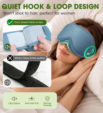 Sleep Mask with Bluetooth 5.4 Headphones, Removable 3D Eye Cups, Timing Sleeping Headphones for Side Sleepers, Wireless Music Eye Mask Speakers for Men, Women, Tech Gifts, Pink