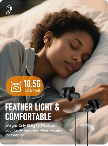 Sleep Earbuds, Hearprotek 2 Pairs Ultra Soft Lightweight Silicone Sleeping Earphone Headphones with Volume Control and mic for Side Sleeper, Snoring, Air Travel, Relaxation (Black)