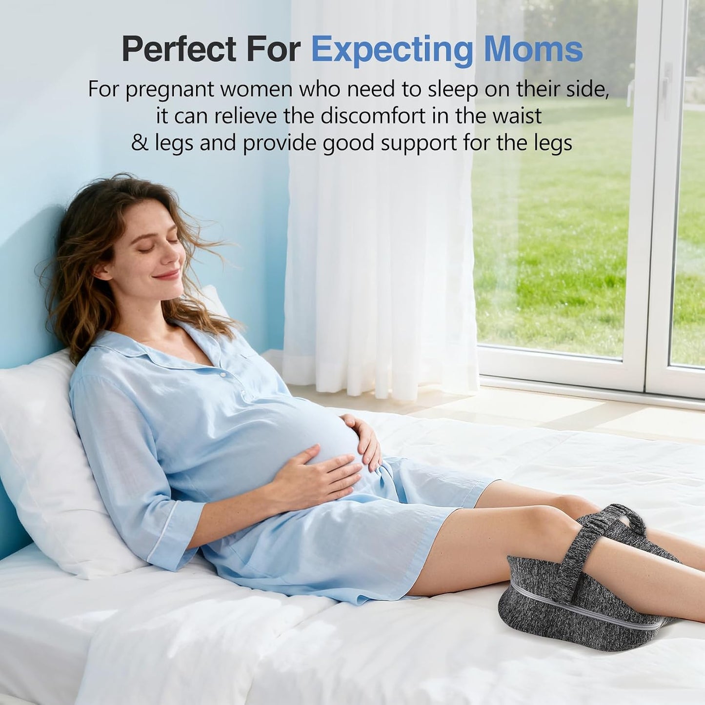 Knee Pillow for Side Sleepers, Memory Foam Leg Pillow for Side Sleeping with Strap, Alignment Pillows Between Legs for Sciatica, Back & Hip Pain Relief (Grey)