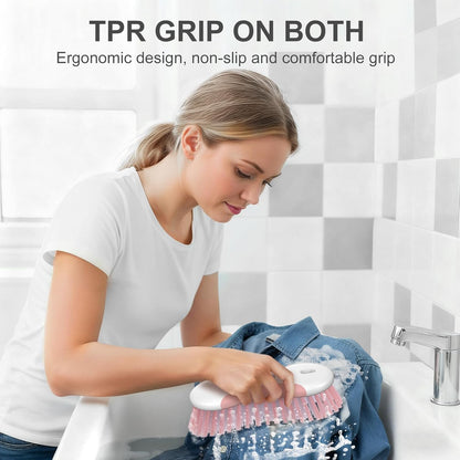 SetSail Scrub Brush, Heavy-Duty Scrub Brushes for Cleaning with Stiff Bristles Cleaning Brush for Shower, Bathroom, Carpet, Kitchen and Bathtub Scrubber - 2 Pack | Durable Bristles Ergonomic Non-Slip Tpr Grip. U-Style Hanging Loop for Storage. Use for