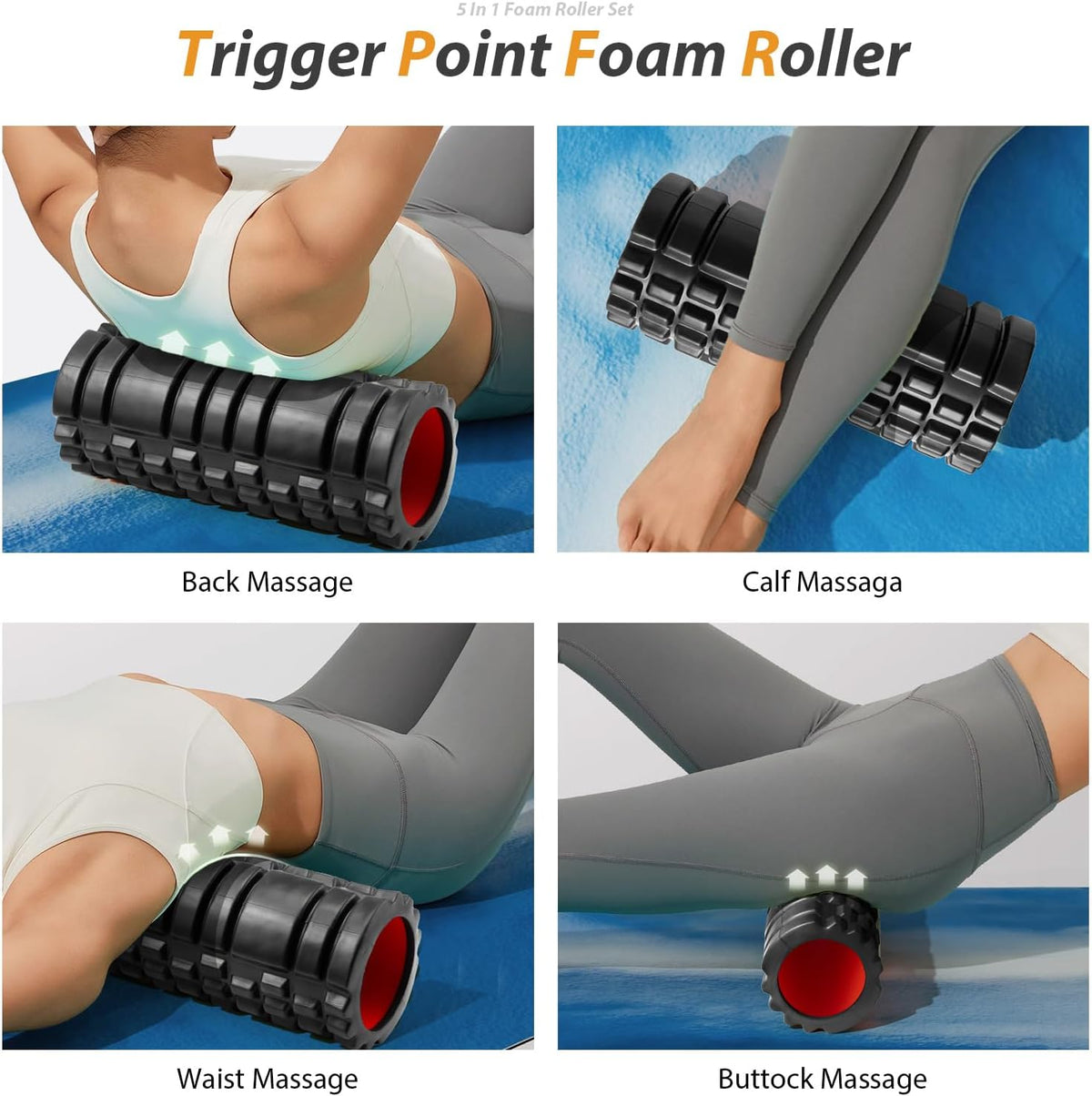 SUBCULTUREPICK 5 in1 Foam Roller Set, Trigger Point Foam Roller Deep Tissue
