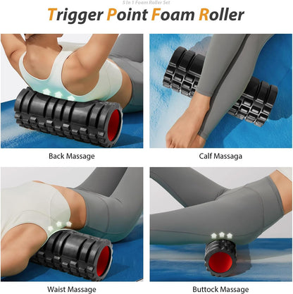 SUBCULTUREPICK 5 in1 Foam Roller Set, Trigger Point Foam Roller Deep Tissue