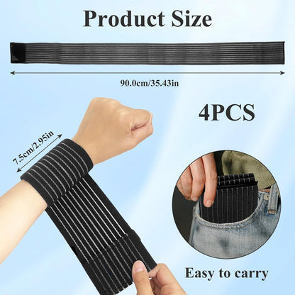 4-Pack Ice Pack Straps,35.5"x3"Elastic Ice Pack Wrap Holder with Hook&Loop