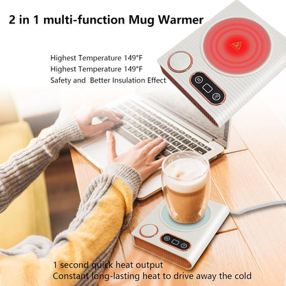 2-in-1 Mug Warmer with Warm Air Function, Coffee Cup & Candle Warmer for Desk, 100W Electric Beverage Warmer with Auto Shut-Off for Office
