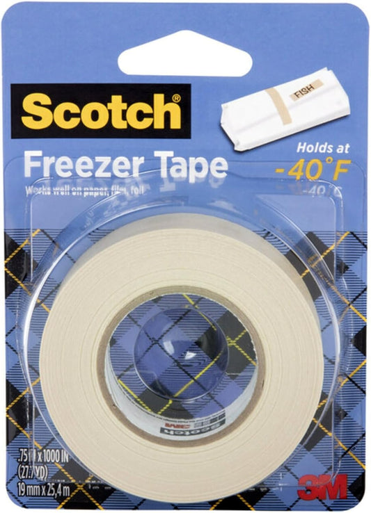 Scotch Freezer Tape, 0.75 in x 1000 in, Writable Surface, Easy Tear, Temperature Resistant, Ideal for Labeling Freezer Bags and Containers