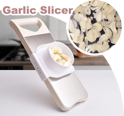 NACOLUS 6-Blade Mandoline Slicer for Kitchen,Handheld Vegetable Slicer | stainless steel surface,straight slicer 1/3mm,shredder 2/3mm,waffle fry cutter,grater,finger-safe hand guard,garlic slicer