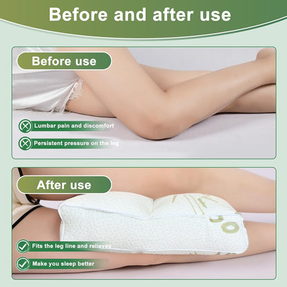 MINUPWELL Knee Pillow for Side Sleepers - Between Leg & Under Knee Pillow for Back Sleepers - Leg Pillow with 850G 7D Alternative for Relieving Leg, Back, and Knee Pain - 100% Cotton Fabric - White