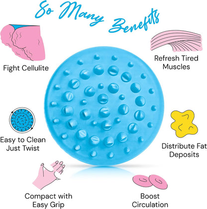 Scala Cellulite Massager Silicone, Bath Scrubber for Smoother Skin Pink | Silicone nodules exfoliate, cellulite remover, body massager Tool, exfoliator, fat roller use with creams and Oils