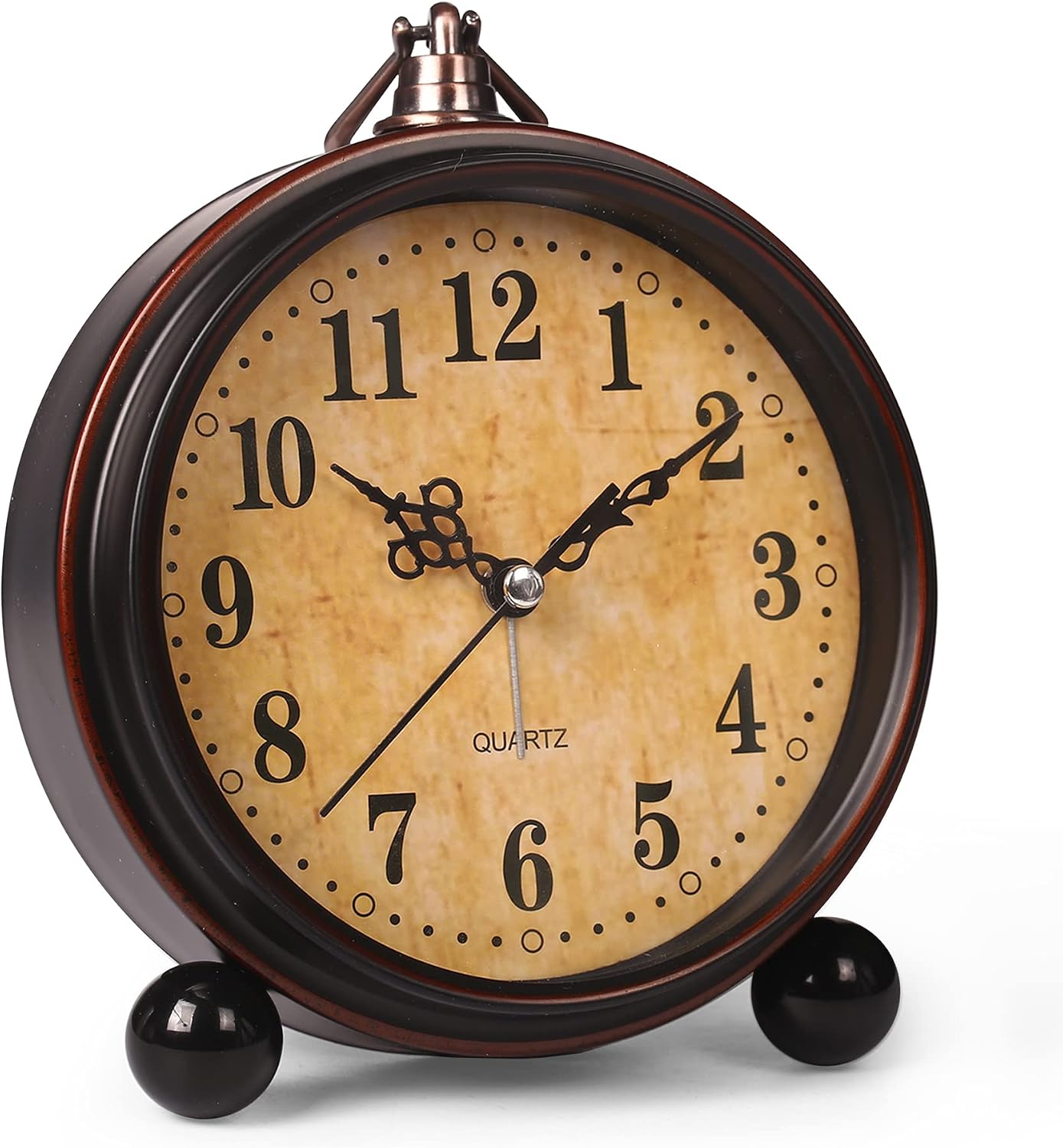 RODH Battery Alarm Clock,Vintage Retro Alarm Clock with Night Light，Hangable,Super Silent, Non Ticking Analog Small Table Clock for Bedroom,Bedside, Desk,Shelf