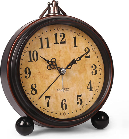 RODH Battery Alarm Clock,Vintage Retro Alarm Clock with Night Light，Hangable,Super Silent, Non Ticking Analog Small Table Clock for Bedroom,Bedside, Desk,Shelf