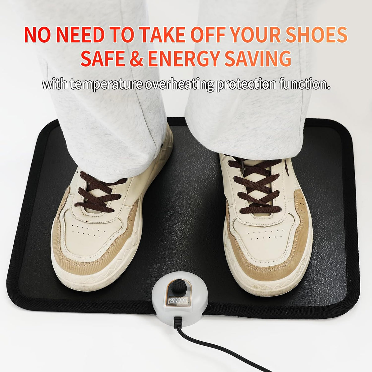 Electric Heated Floor Mats - AC 110V Foot Heater, Heated Foot Warmer Mat Under Desk for Office and Home (Black)