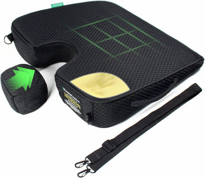 Wedge Seat Cushion Orthopedic Coccyx Tailbone Pain Relief Cushion, Memory Foam Ergonomic Wedge Pillow for Office Chair, Driving, Wheelchair, Gaming Non-Slip Bottom with Portable Handle