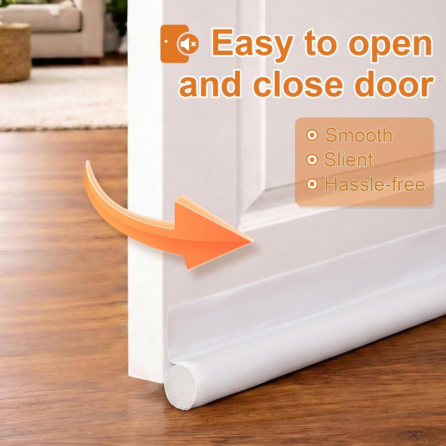 HomeProtect Door Draft Stopper Weather Stripping Door Seal Under Door Sweep Block Cold Air Gaps Front Soundproof Draft Blocker for Bottom of Door Suitable for Interior/Exterior,White