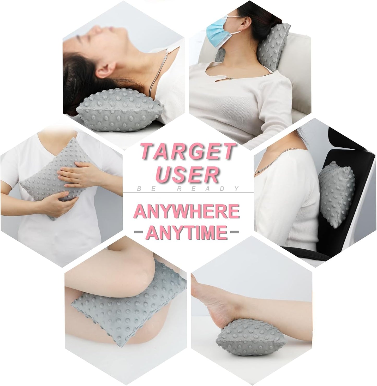 Soft Knee Pillow Leg Pillows 11" x 7.8" Small Hip Support Pillows Between Legs for Side Sleepers Sciatica Joints Pain Relief Machine Washable Post Surgery Cushion Gifts, Minky Dot Light Gray